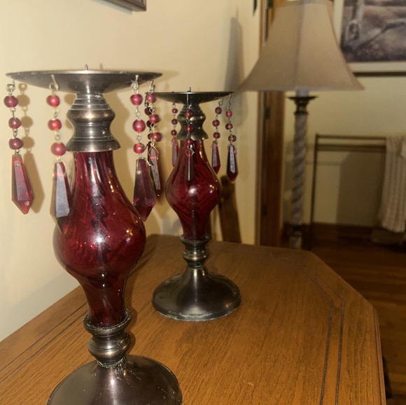 Red Candle Holders - Picture 2 of 3